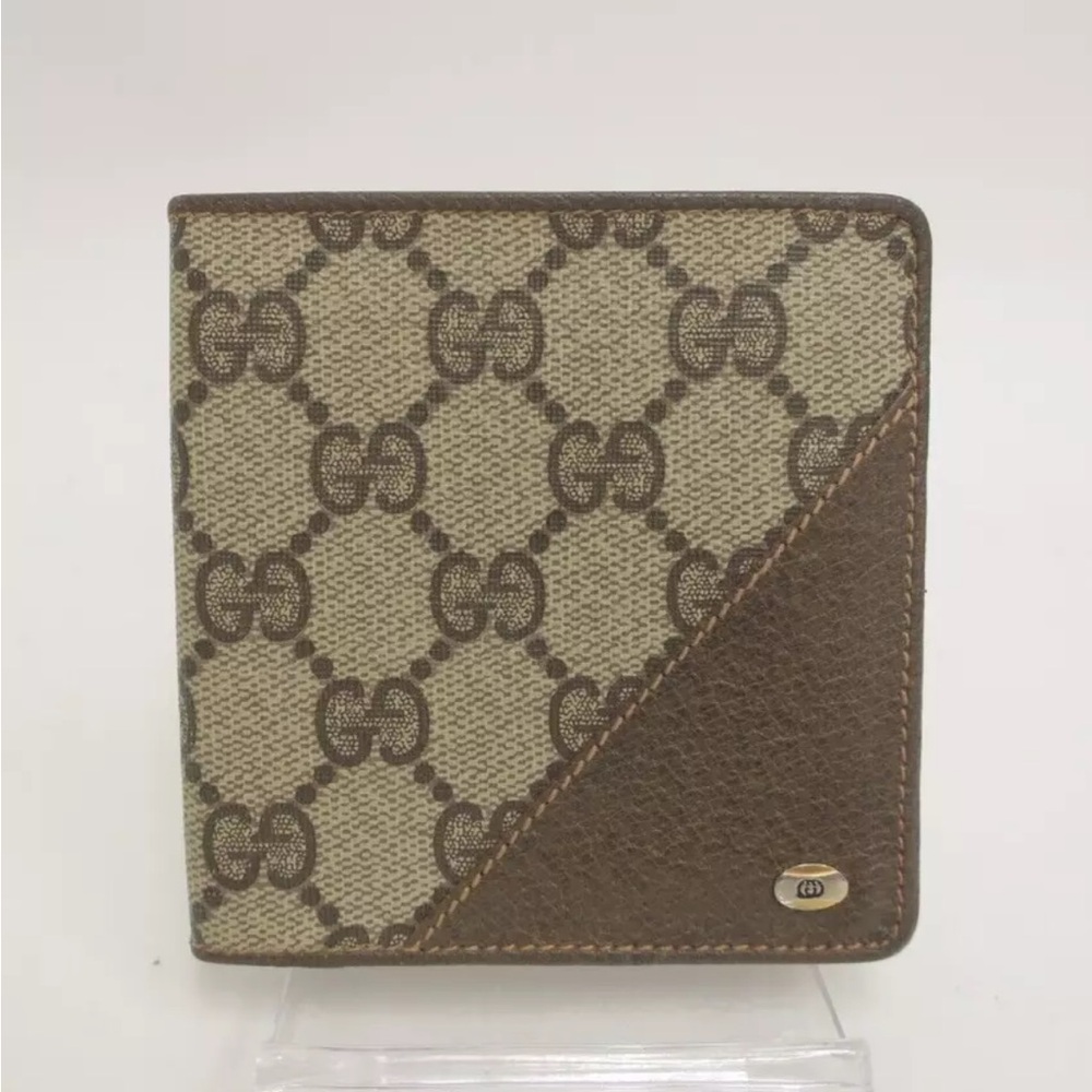 Authentic GUCCI GG PVC Leather Bifold Compact Wallet #30707